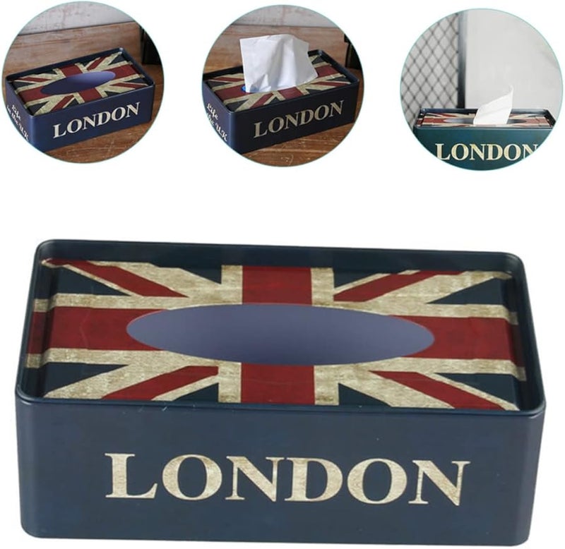 غطاية علبة المناديل الحديدية العتيقة حامل مناديل إبداعي زينة سطح المكتب ديكور المنزل - Image 2